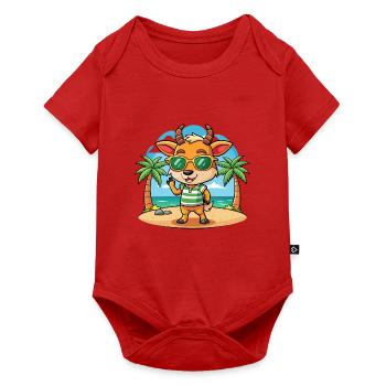 Antilope Lustige Cartoon Sommer Strand Sonnenbrille - Baby Premium Kurzarmbody - Rot - Vorne