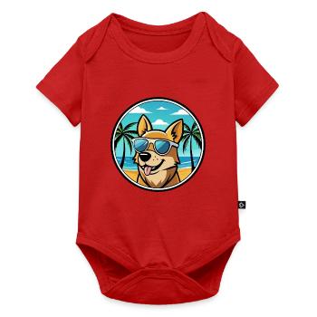 Portugiesische Podengo Hunderasse Cartoon Sonnenbrille - Baby Premium Kurzarmbody - Rot - Vorne