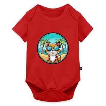 Hantilly Tiffany Cat Breed Cartoon Sunglass Beach - Baby Premium short-sleeve bodysuit - red - Front