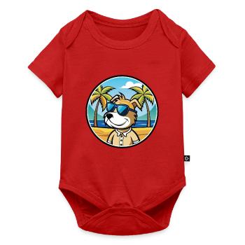 Sporting Lucas Terrier Hunderasse Cartoon Beach - Baby Premium Kurzarmbody - Rot - Vorne