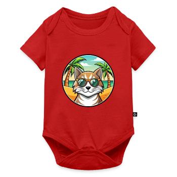 Siberian Cat Breed Cartoon Sunglasses Beach - Baby Premium short-sleeve bodysuit - red - Front