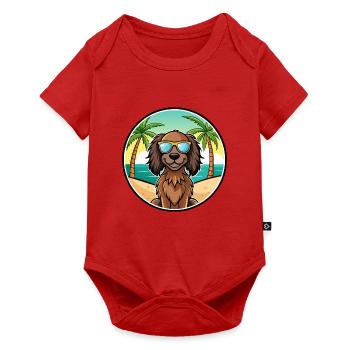 Chien d’arrêt allemand à poil long race dessin animé plage - Body à manches courtes Premium Bébé - rouge - Devant