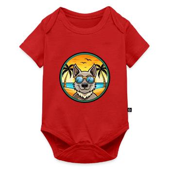 Mudi Chien Race Dessin Animé Lunettes De Soleil Plage - Body à manches courtes Premium Bébé - rouge - Devant