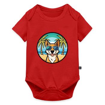 Perro De Presa Mallorquinische Hunderasse Cartoon Beach - Baby Premium Kurzarmbody - Rot - Vorne