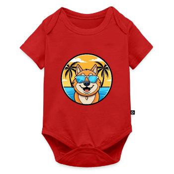 South Russian Ovcharka Dog Breed Cartoon Beach - Baby Premium short-sleeve bodysuit - red - Front