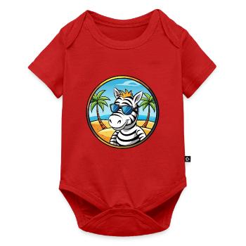 Zèbre Drôle Dessin Animé Plage D’été Lunettes De Soleil Cool - Body à manches courtes Premium Bébé - rouge - Devant