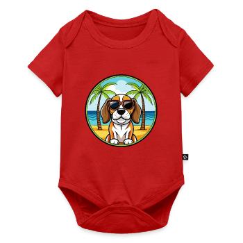 Beagle Harrier Chien Race Dessin Animé Lunettes de soleil Plage - Body à manches courtes Premium Bébé - rouge - Devant