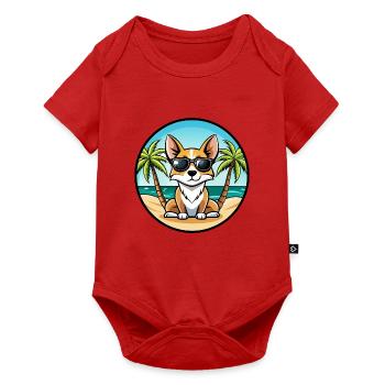 Lunettes de soleil de dessin animé de race de chien Fox Terrier miniature - Body à manches courtes Premium Bébé - rouge - Devant