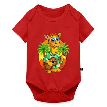 Drôle Camel Dessin animé Plage d’été Lunettes de soleil Guitare - Body à manches courtes Premium Bébé - rouge - Devant