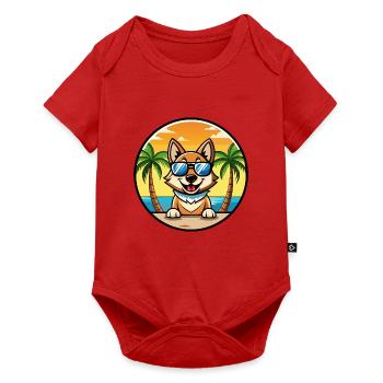 Tschechoslowakische Vlcak Hunderasse Cartoon Sonnenbrille - Baby Premium Kurzarmbody - Rot - Vorne