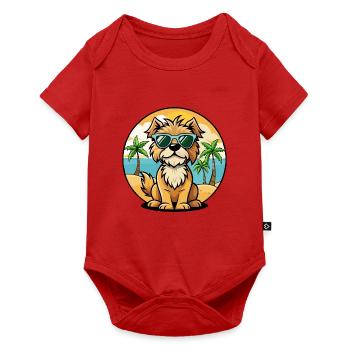Brikett Griffon Vendéen Hunderasse Cartoon Strand - Baby Premium Kurzarmbody - Rot - Vorne