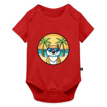 Lunettes de soleil de dessin animé de race de chien du Groenland plage - Body à manches courtes Premium Bébé - rouge - Devant