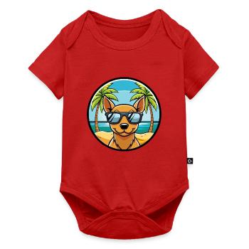 Peruanische haarlose Hunderasse Cartoon Sonnenbrille Strand - Baby Premium Kurzarmbody - Rot - Vorne