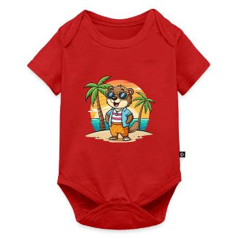 Otter Lustige Cartoon Sommer Strand Sonnenbrille - Baby Premium Kurzarmbody - Rot - Vorne