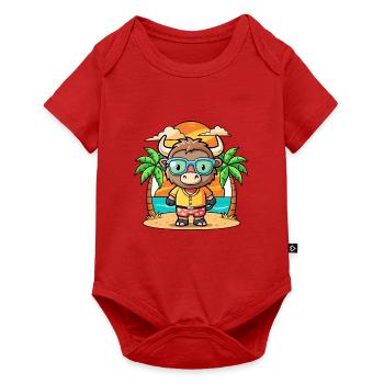 Buffalo Lustige Cartoon Sommer Strand Sonnenbrille - Baby Premium Kurzarmbody - Rot - Vorne