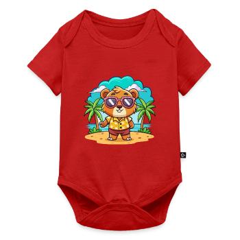 Bär Lustige Cartoon Sommer Strand Sonnenbrille - Baby Premium Kurzarmbody - Rot - Vorne