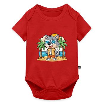 Wolf Lustige Cartoon Sommer Strand Sonnenbrille - Baby Premium Kurzarmbody - Rot - Vorne
