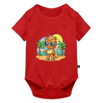 Pony Lustige Cartoon Sommer Strand Sonnenbrille - Baby Premium Kurzarmbody - Rot - Vorne