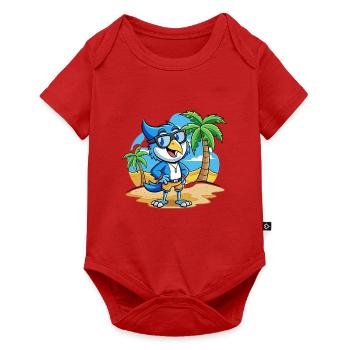 Blue Jay Lustige Cartoon Sommer Strand Sonnenbrille - Baby Premium Kurzarmbody - Rot - Vorne