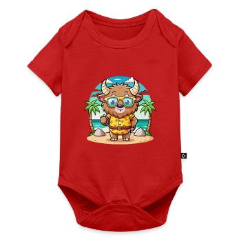 Bison Lustige Cartoon Sommer Strand Sonnenbrille - Baby Premium Kurzarmbody - Rot - Vorne