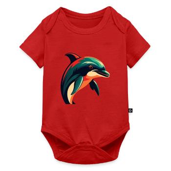 Dauphin Personnage De Dessin Animé Animal De Compagnie Coloré - Body à manches courtes Premium Bébé - rouge - Devant