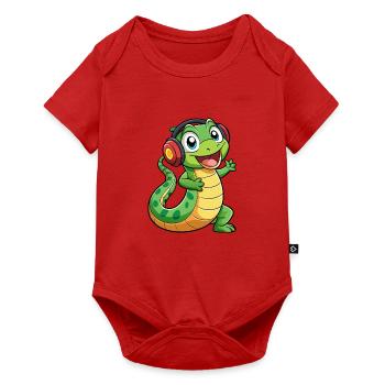 Serpent Drôle Dessin Animé Personnage Casque Musique - Body à manches courtes Premium Bébé - rouge - Devant