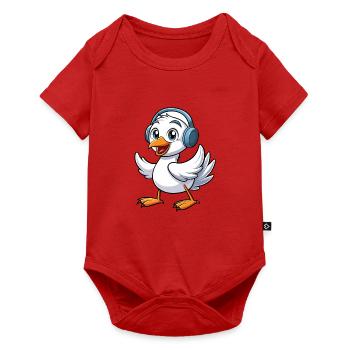 Swan Funny Cartoon Character Headphone Music - Baby Premium short-sleeve bodysuit - red - Front