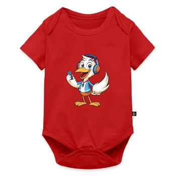 Pelican Funny Cartoon Character Headphone Music - Baby Premium short-sleeve bodysuit - red - Front