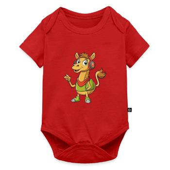 Camel Funny Cartoon Character Headphone Music - Baby Premium short-sleeve bodysuit - red - Front