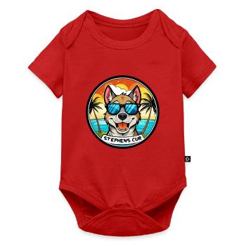 Stephens Cur Hunderasse Cartoon Sonnenbrille Strand - Baby Premium Kurzarmbody - Rot - Vorne