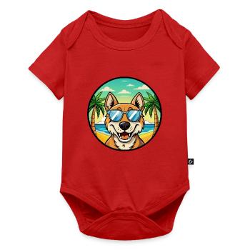 Russischer Jagdhund Rasse Cartoon Sonnenbrille Strand - Baby Premium Kurzarmbody - Rot - Vorne