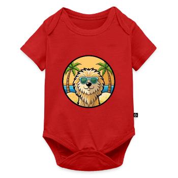 Puli Chien Race Dessin Animé Lunettes De Soleil Plage - Body à manches courtes Premium Bébé - rouge - Devant