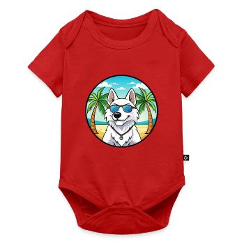 White Shepherd Dog Breed Cartoon Sunglasses Beach - Baby Premium short-sleeve bodysuit - red - Front