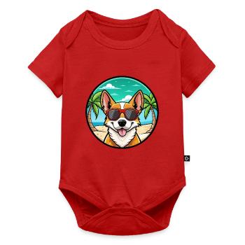 Portugiesische Podengo Hunderasse Cartoon Sonnenbrille - Baby Premium Kurzarmbody - Rot - Vorne