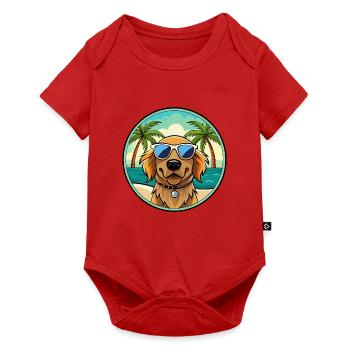 Picardy Spaniel Dog Breed Cartoon Sunglasses Beach - Baby Premium short-sleeve bodysuit - red - Front