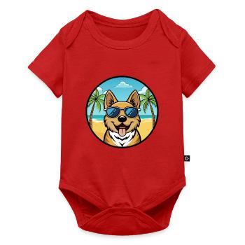 South Russian Ovcharka Dog Breed Cartoon Beach - Baby Premium short-sleeve bodysuit - red - Front