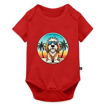 Petit Basset Griffon Vendeen Hunderasse Karikatur - Baby Premium Kurzarmbody - Rot - Vorne
