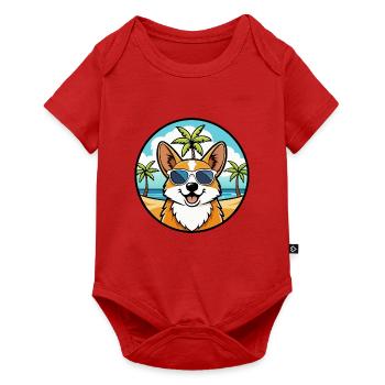 Pembroke Welsh Corgi Hunderasse Cartoon Sonnenbrille - Baby Premium Kurzarmbody - Rot - Vorne