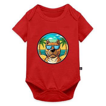 Perro De Presa Canario Hunderasse Cartoon Strand - Baby Premium Kurzarmbody - Rot - Vorne