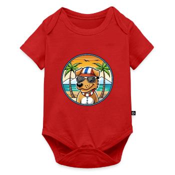 Norwegischer Windhund Dunker Hunderasse Cartoon Strand - Baby Premium Kurzarmbody - Rot - Vorne