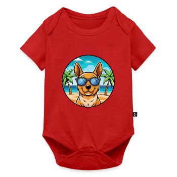 Lancashire Heeler Dog Breed Cartoon Sunglass Beach - Baby Premium short-sleeve bodysuit - red - Front