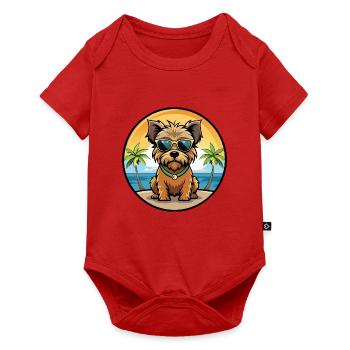 Norfolk Terrier Hunderasse Cartoon Sonnenbrille Strand - Baby Premium Kurzarmbody - Rot - Vorne