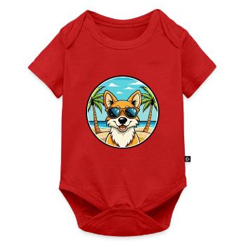 Lunettes de soleil de dessin animé de race de chien chantant de Nouvelle-Guinée - Body à manches courtes Premium Bébé - rouge - Devant