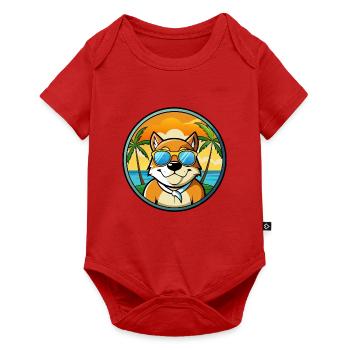 Moskau Watchdog Rasse Cartoon Sonnenbrille Strand - Baby Premium Kurzarmbody - Rot - Vorne