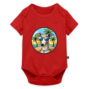 Italienischer Windhund Hunderasse Cartoon Sonnenbrille Strand - Baby Premium Kurzarmbody - Rot - Vorne