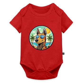 Manchester Terrier Hunderasse Cartoon Sonnenbrille - Baby Premium Kurzarmbody - Rot - Vorne