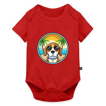 Kerry Beagle Hunderasse Cartoon Sonnenbrille Strand - Baby Premium Kurzarmbody - Rot - Vorne