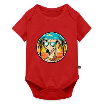 Windhund Hund Rasse Cartoon Sonnenbrille Strand - Baby Premium Kurzarmbody - Rot - Vorne