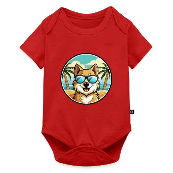 German Spitz Dog Breed Cartoon Sunglasses Beach - Baby Premium short-sleeve bodysuit - red - Front