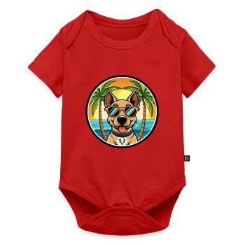 Deutscher Jagdterrier Hunderasse Cartoon Beach - Baby Premium Kurzarmbody - Rot - Vorne